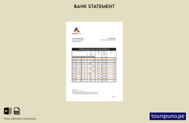 listo para imprimir plantilla de Excel de extracto bancario de Somalia Amana